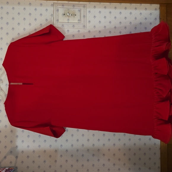 Vineet Bahl Anthropologie Red Ruffled Mini Dress Size M - Picture 3 of 3